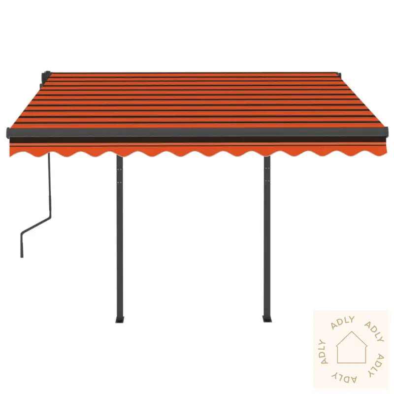 Automatisk Uttrekkbar Markise Med Stolper 3,5X2,5M Oransje Brun