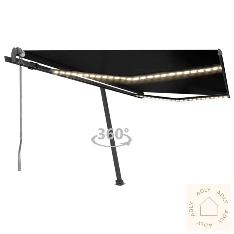 Automatisk Markise Med Vindsensor Og Led 400X300 Cm Antrasitt