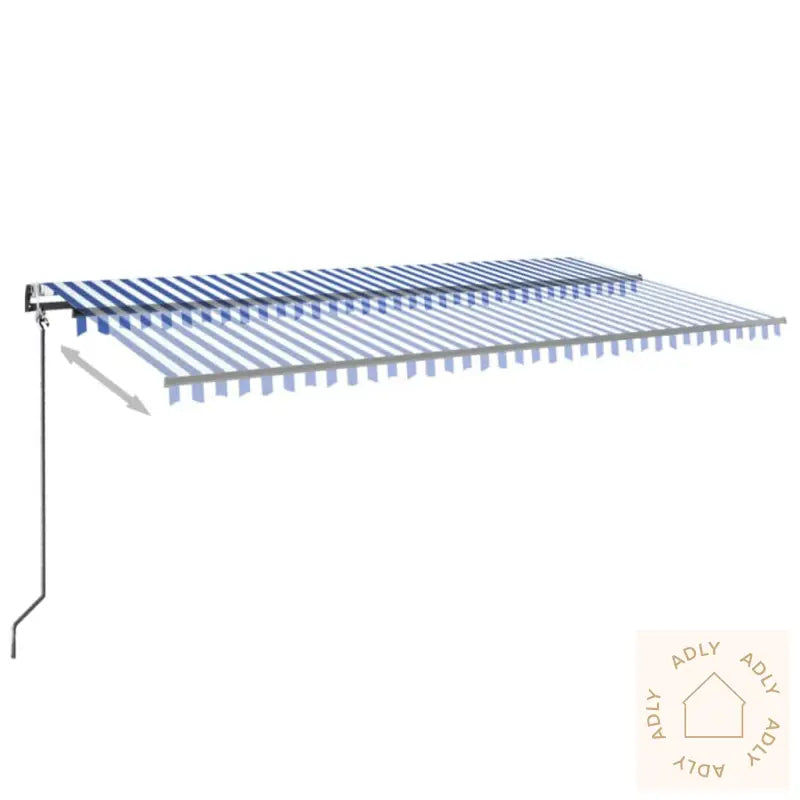 Automatisk Markise Med Vindsensor Og Led 600X350 Cm Blå Og Hvit