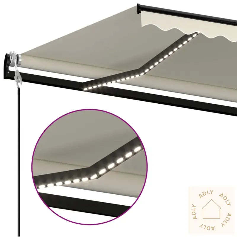 Automatisk Markise Med Vindsensor Og Led 400X350 Cm Kremhvit