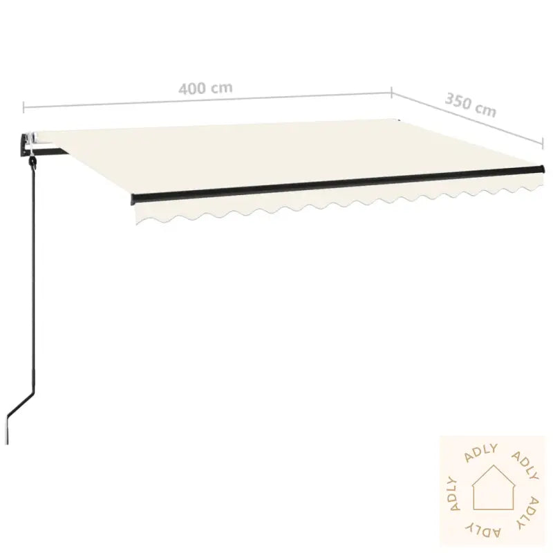 Automatisk Markise Med Vindsensor Og Led 400X350 Cm Kremhvit