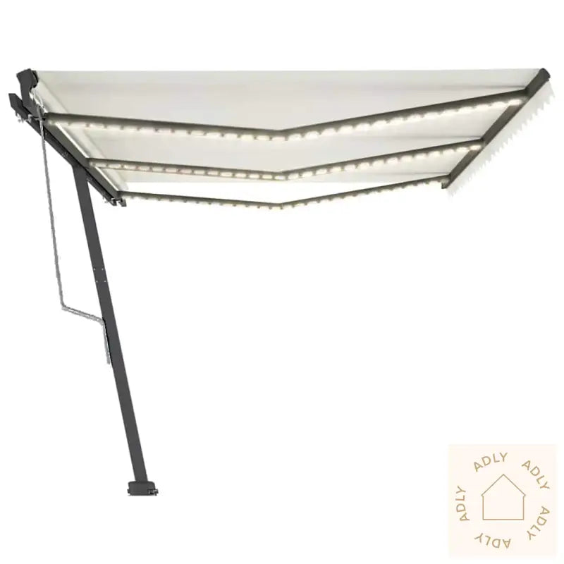 Automatisk Markise Med Vindsensor Og Led 600X300 Cm Kremhvit