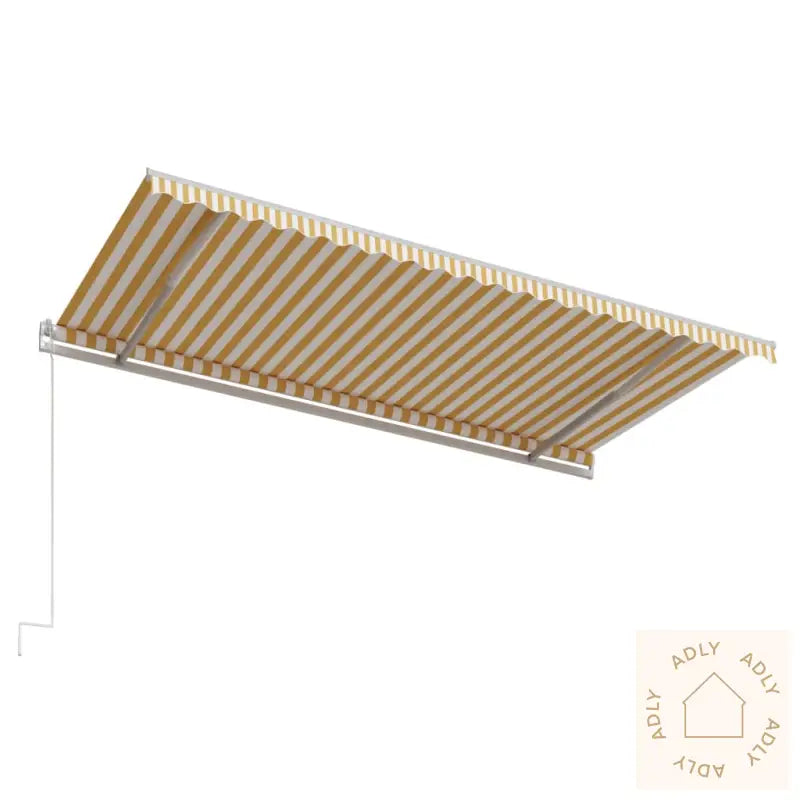Automatisk Uttrekkbar Markise 500X300 Cm Gul Og Hvit