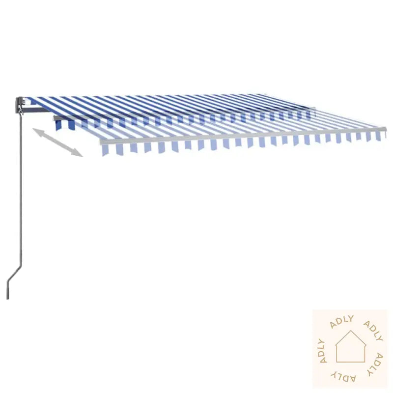 Automatisk Markise Med Vindsensor Og Led 400X300 Cm Blå Og Hvit