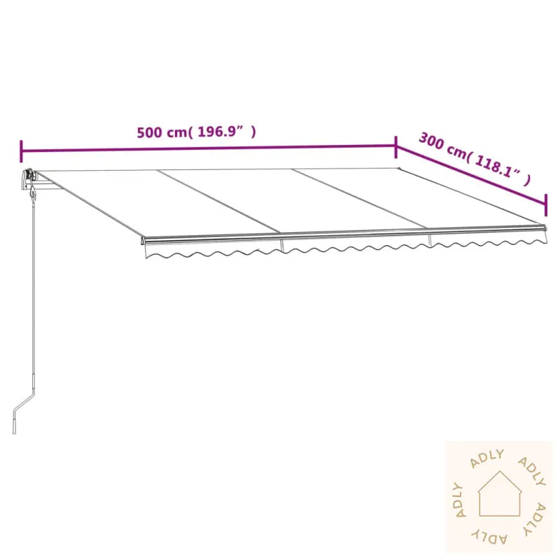 Automatisk Uttrekkbar Markise 500X300 Cm Gul Og Hvit