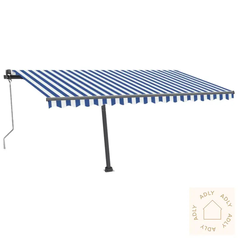 Automatisk Markise Med Vindsensor Og Led 400X300 Cm Blå Og Hvit