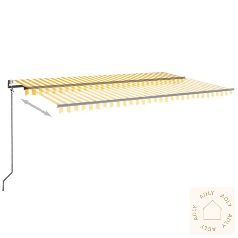Automatisk Uttrekkbar Markise 500X350 Cm Gul Og Hvit