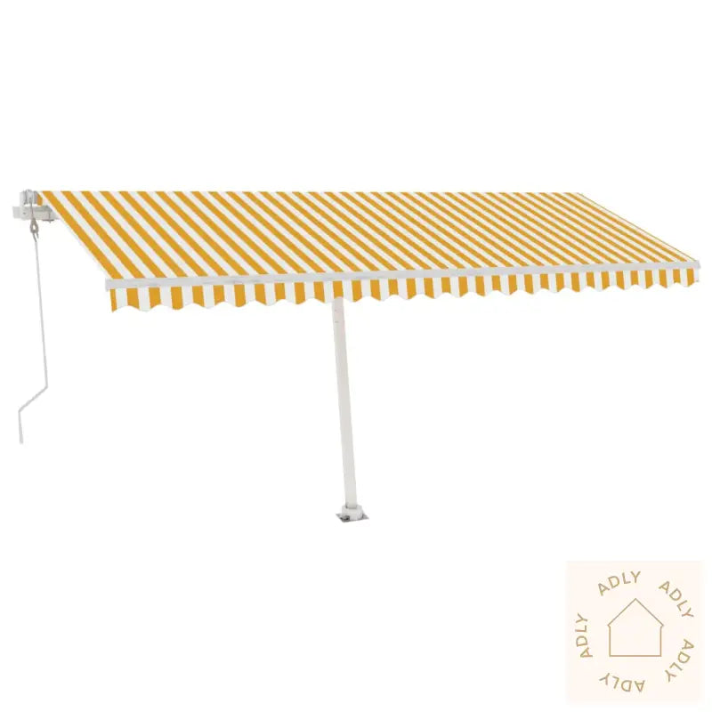 Automatisk Markise Med Vindsensor Og Led 500X350 Cm Gul/Hvit