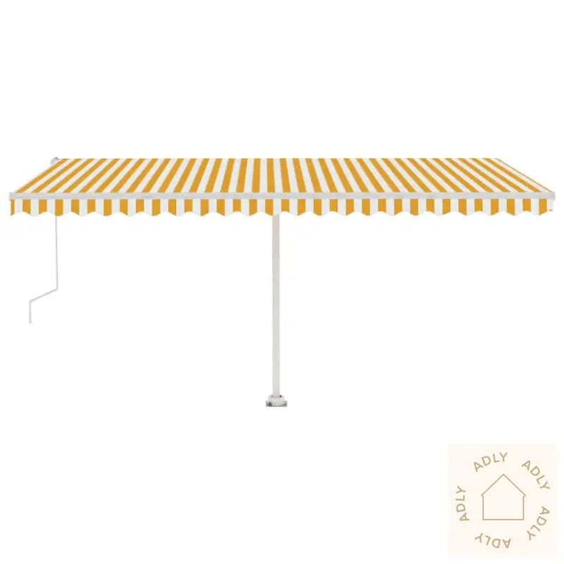 Automatisk Markise Med Vindsensor Og Led 500X350 Cm Gul/Hvit