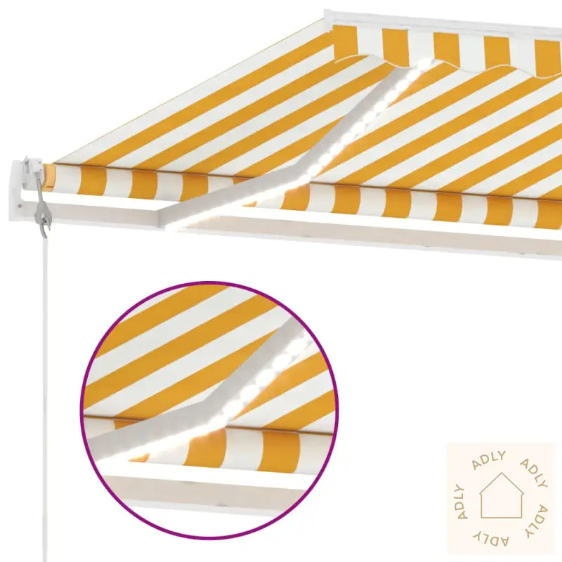 Automatisk Markise Med Vindsensor Og Led 500X350 Cm Gul/Hvit