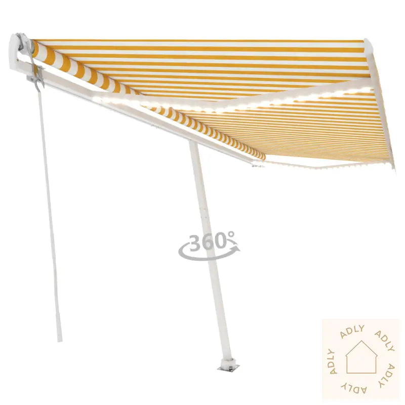 Automatisk Markise Med Vindsensor Og Led 500X350 Cm Gul/Hvit