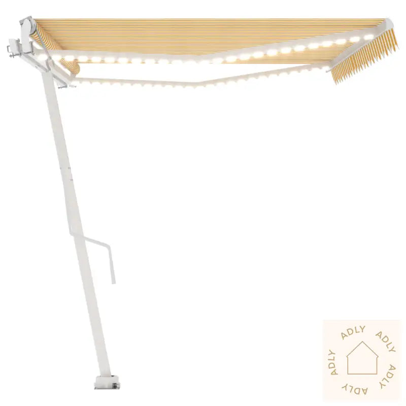 Automatisk Markise Med Vindsensor Og Led 500X350 Cm Gul/Hvit