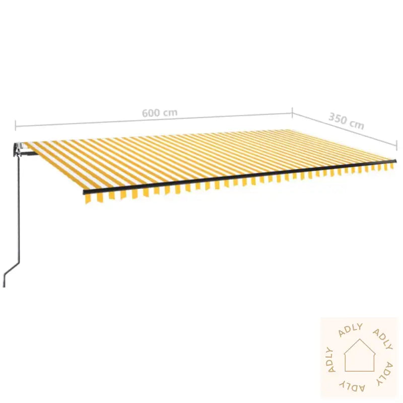 Automatisk Uttrekkbar Markise 600X350 Cm Gul Og Hvit