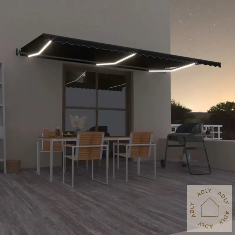 Automatisk Markise Med Vindsensor Og Led 600X350 Cm Antrasitt