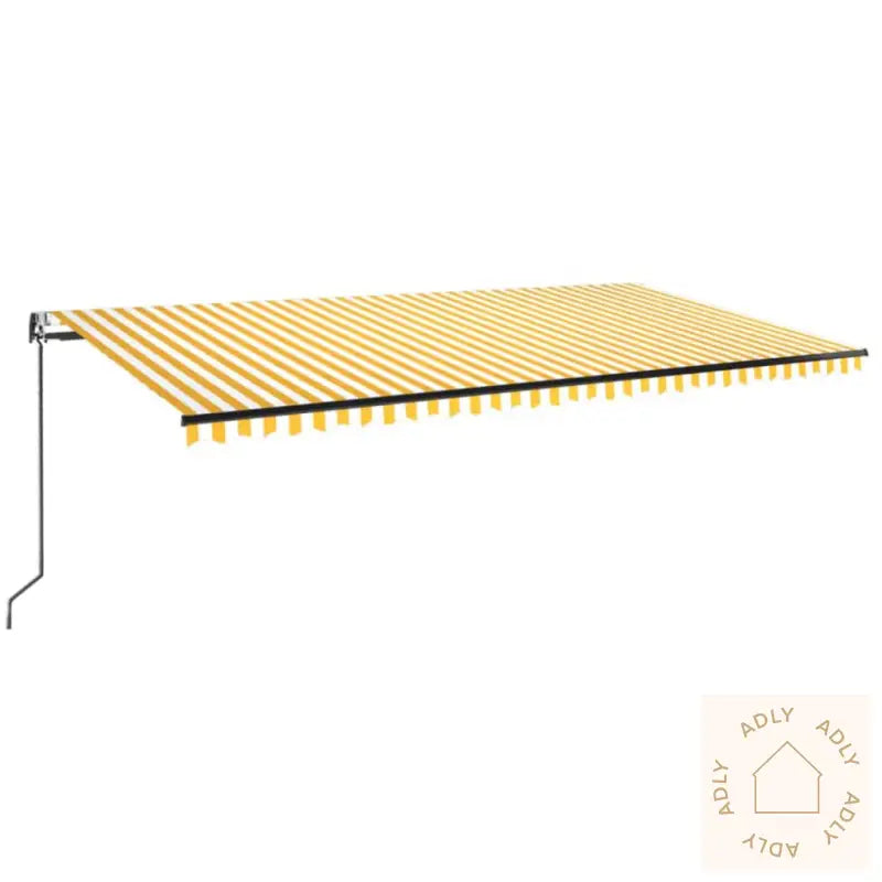 Automatisk Uttrekkbar Markise 600X350 Cm Gul Og Hvit
