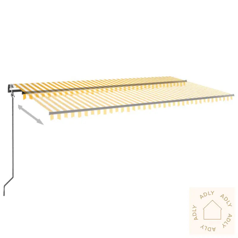 Automatisk Uttrekkbar Markise 600X350 Cm Gul Og Hvit