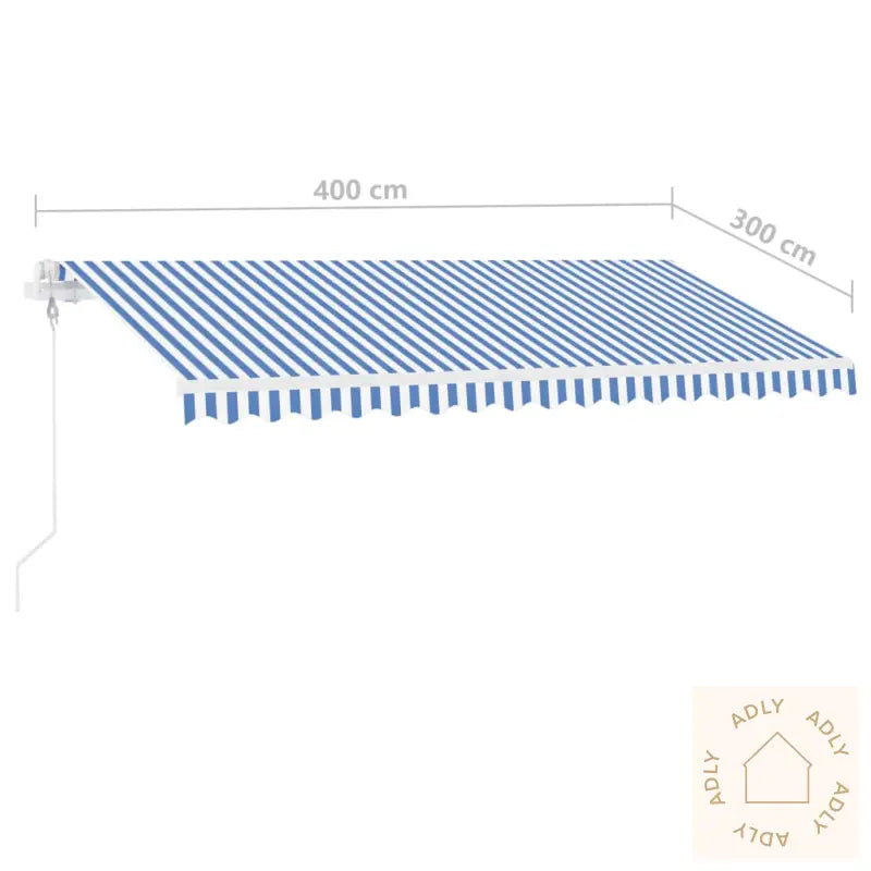 Automatisk Markise Med Vindsensor Og Led 400X300 Cm Blå Og Hvit