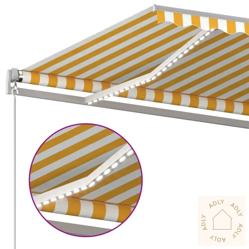 Automatisk Markise Med Vindsensor Og Led 6X3 M Gul Og Hvit