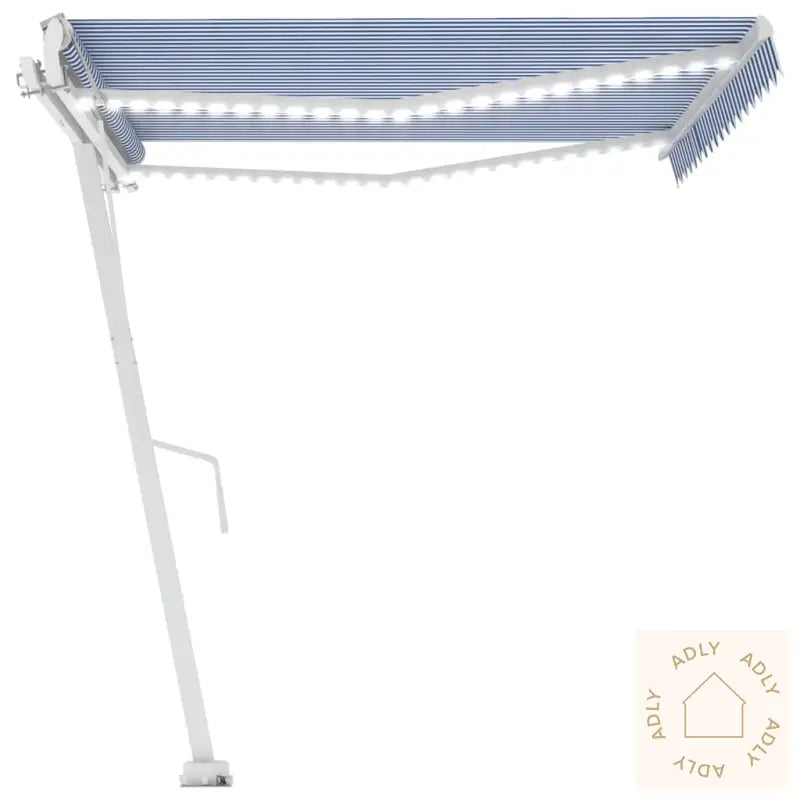 Automatisk Markise Med Vindsensor Og Led 400X300 Cm Blå Og Hvit