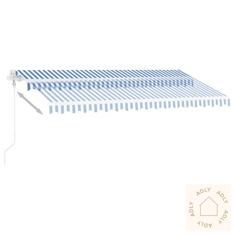 Automatisk Markise Med Vindsensor Og Led 400X300 Cm Blå Og Hvit