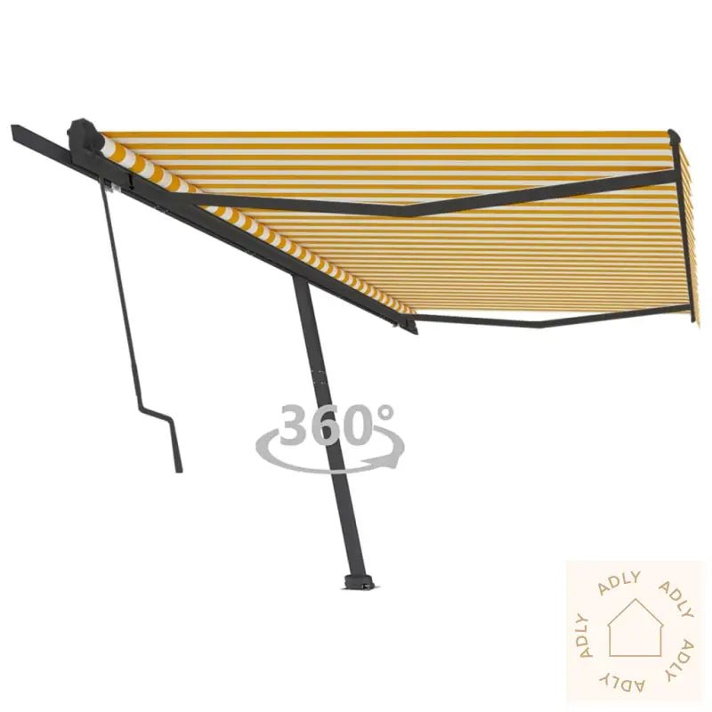 Frittstående Automatisk Markise 500X350 Cm Gul/Hvit