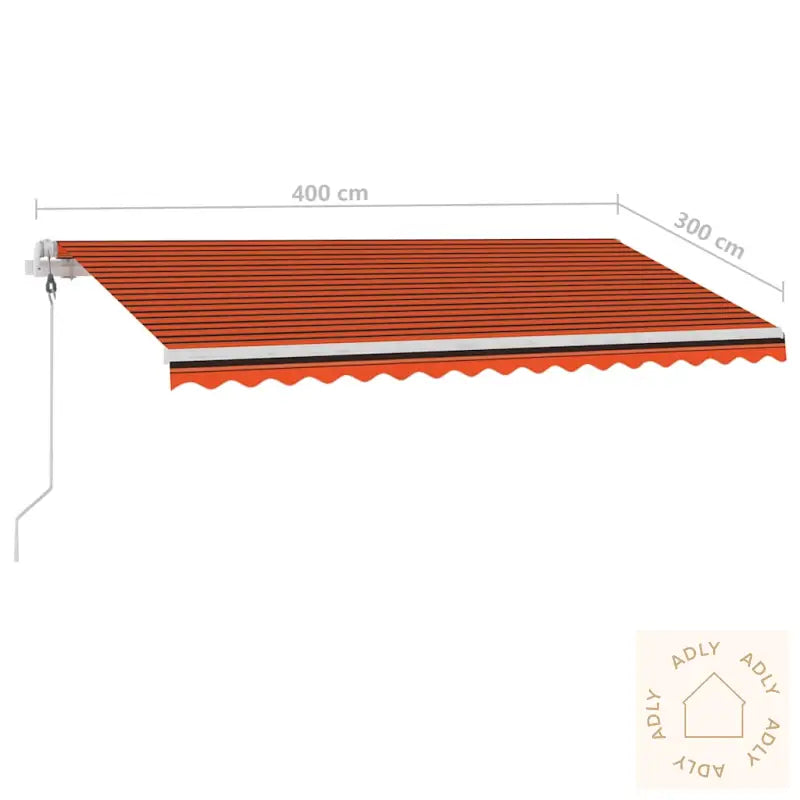 Automatisk Markise Med Vindsensor Og Led 400X300Cm Oransje Brun