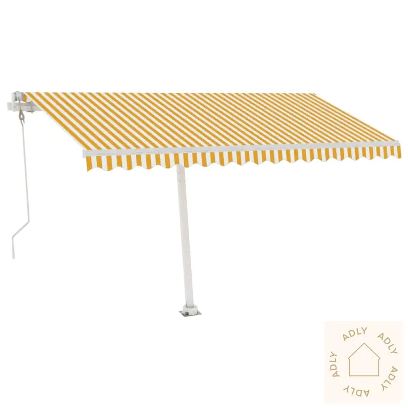 Automatisk Markise Med Vindsensor Og Led 400X350 Cm Gul Og Hvit