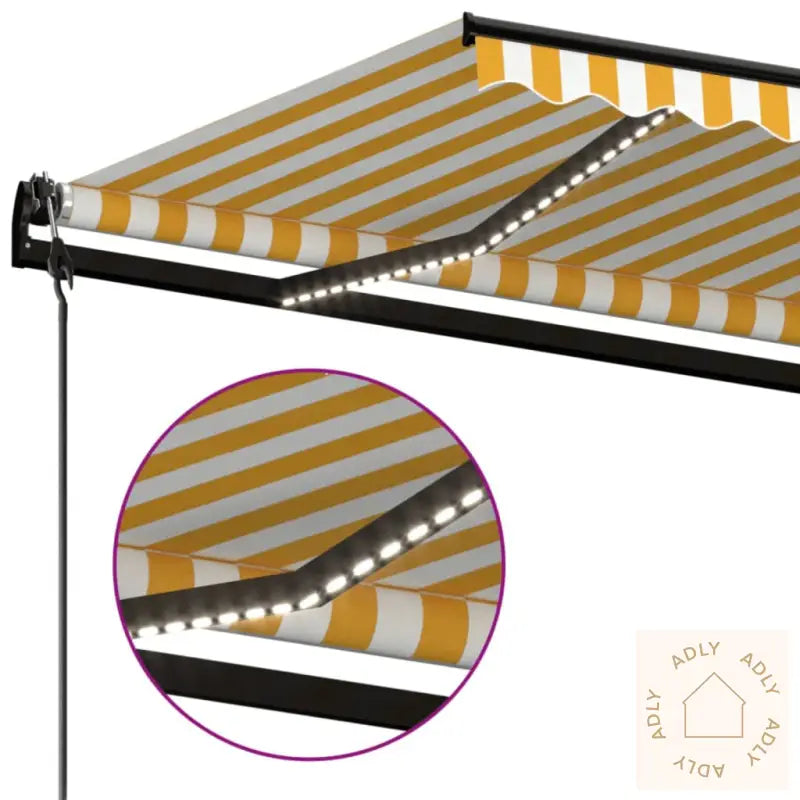 Automatisk Markise Med Vindsensor Og Led 600X350 Cm Gul/Hvit