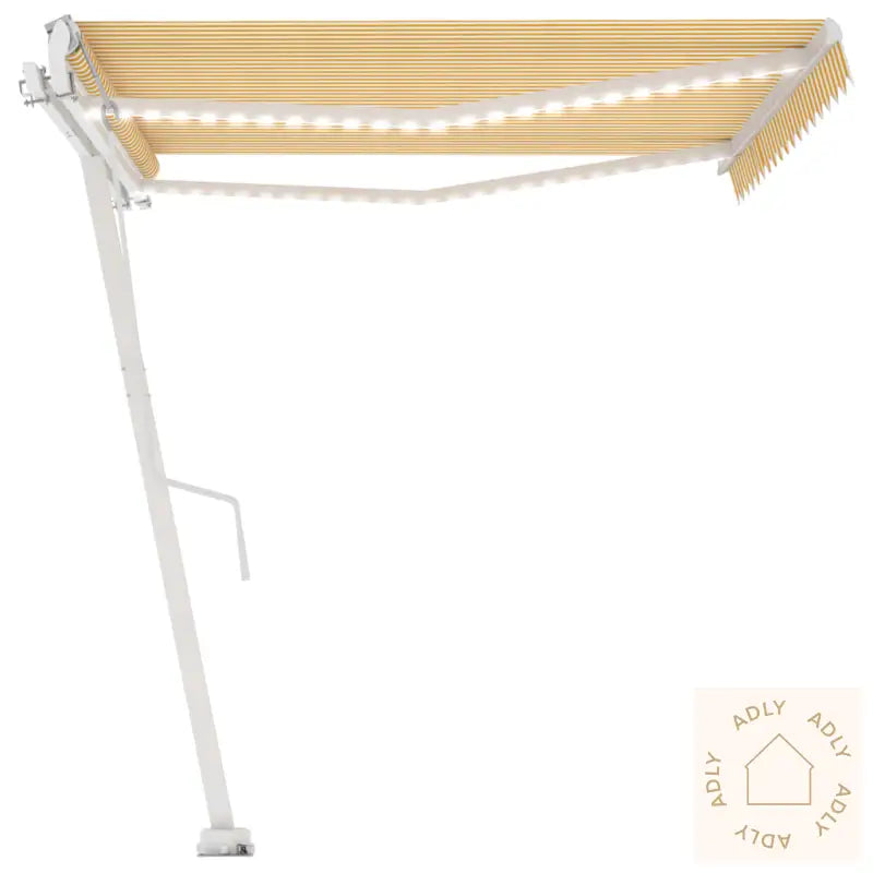 Automatisk Markise Med Vindsensor Og Led 400X350 Cm Gul Og Hvit