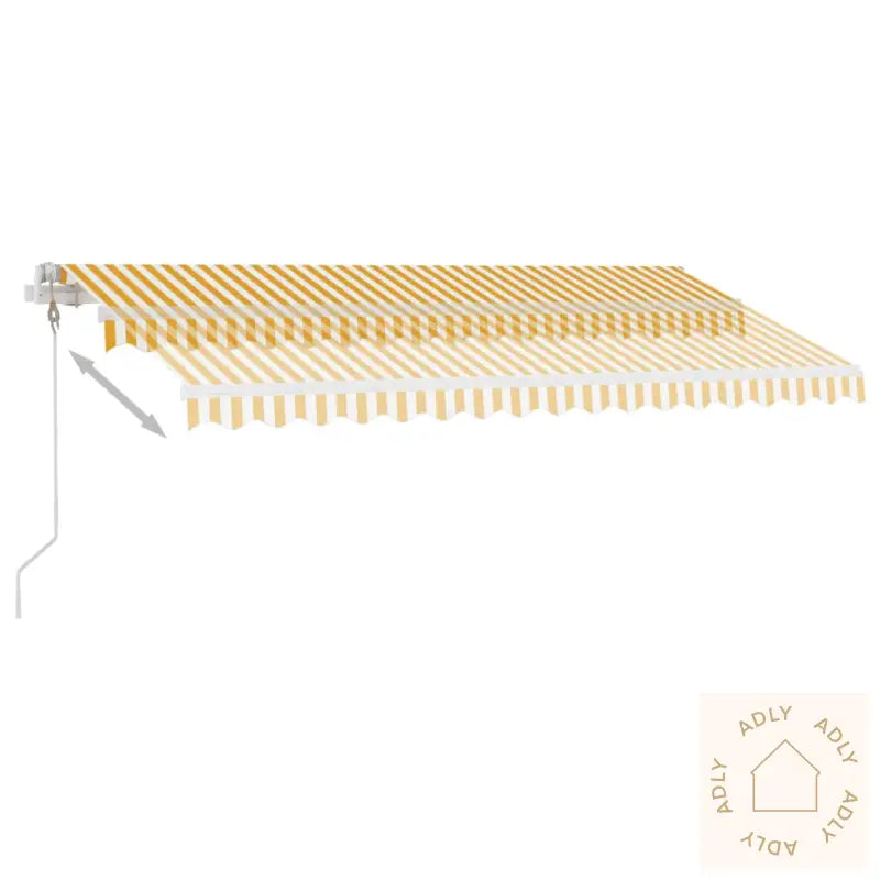Automatisk Markise Med Vindsensor Og Led 400X350 Cm Gul Og Hvit
