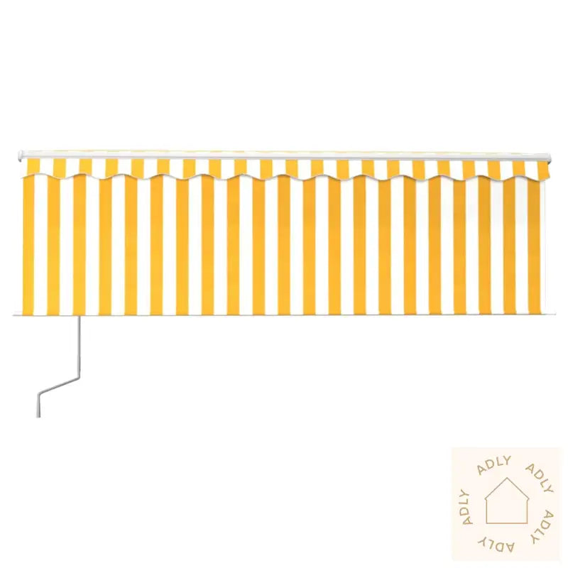 Automatisk Uttrekkbar Markise Med Rullegardin 4X3 M Gul Og Hvit