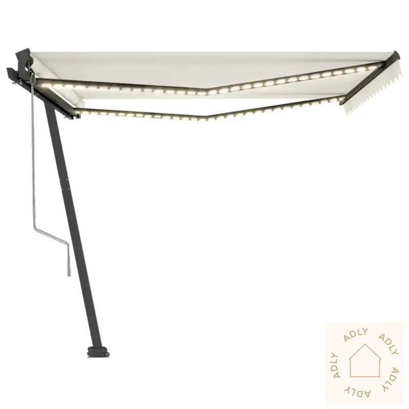 Automatisk Markise Med Vindsensor Og Led 400X350 Cm Kremhvit