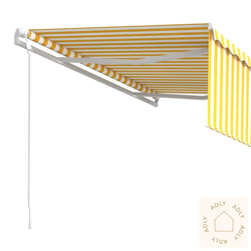 Automatisk Uttrekkbar Markise Med Rullegardin 4X3 M Gul Og Hvit