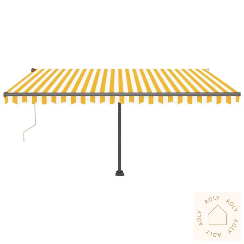 Frittstående Automatisk Markise 450X300 Cm Gul/Hvit