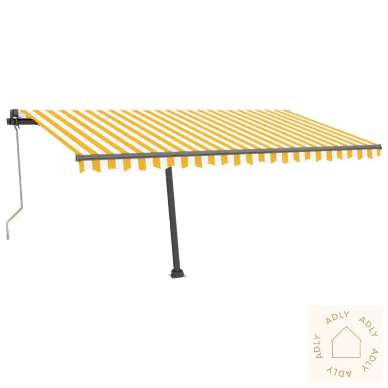 Frittstående Automatisk Markise 450X300 Cm Gul/Hvit