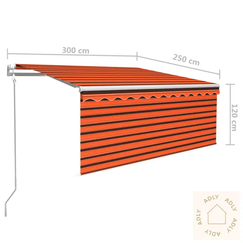 Automatisk Uttrekkbar Markise Med Stolper 3X2,5 M Oransje Brun