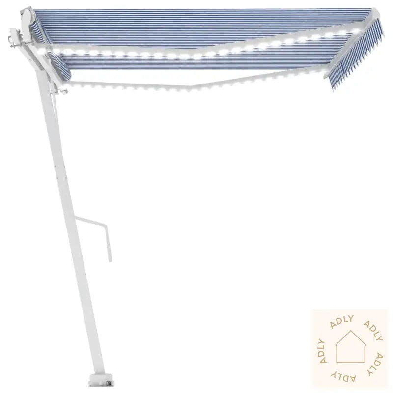 Automatisk Markise Med Vindsensor Og Led 450X300 Cm Blå Og Hvit