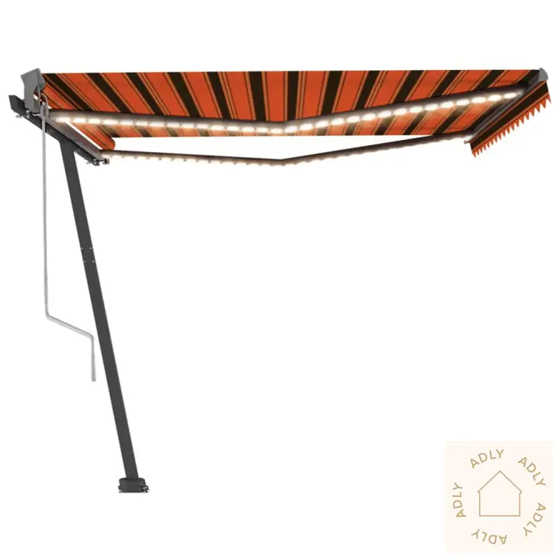Automatisk Markise Med Vindsensor Og Led 400X300Cm Oransje/Brun