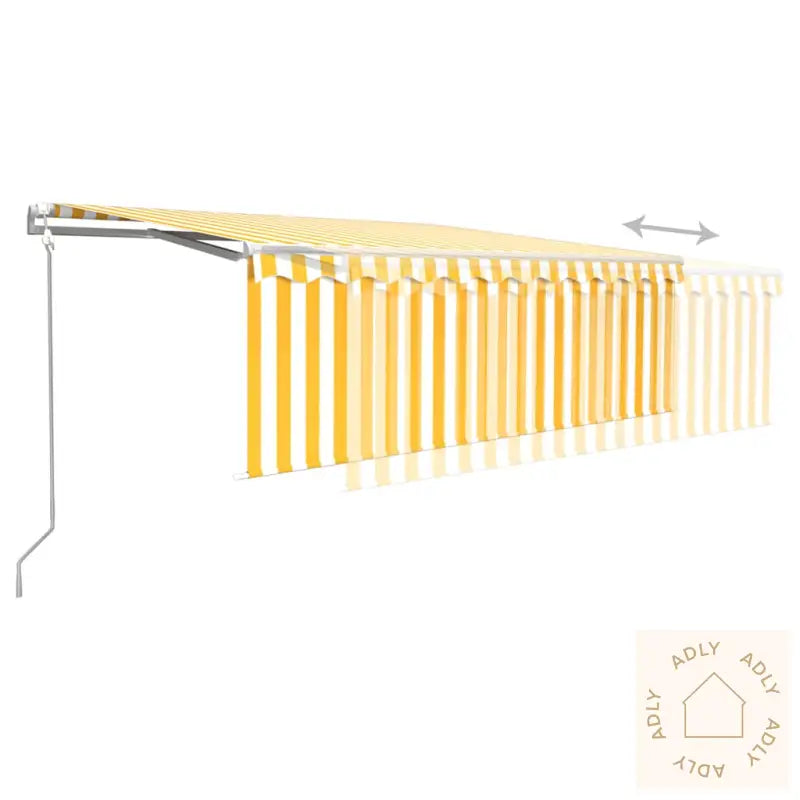 Automatisk Uttrekkbar Markise Med Rullegardin 4X3 M Gul Og Hvit
