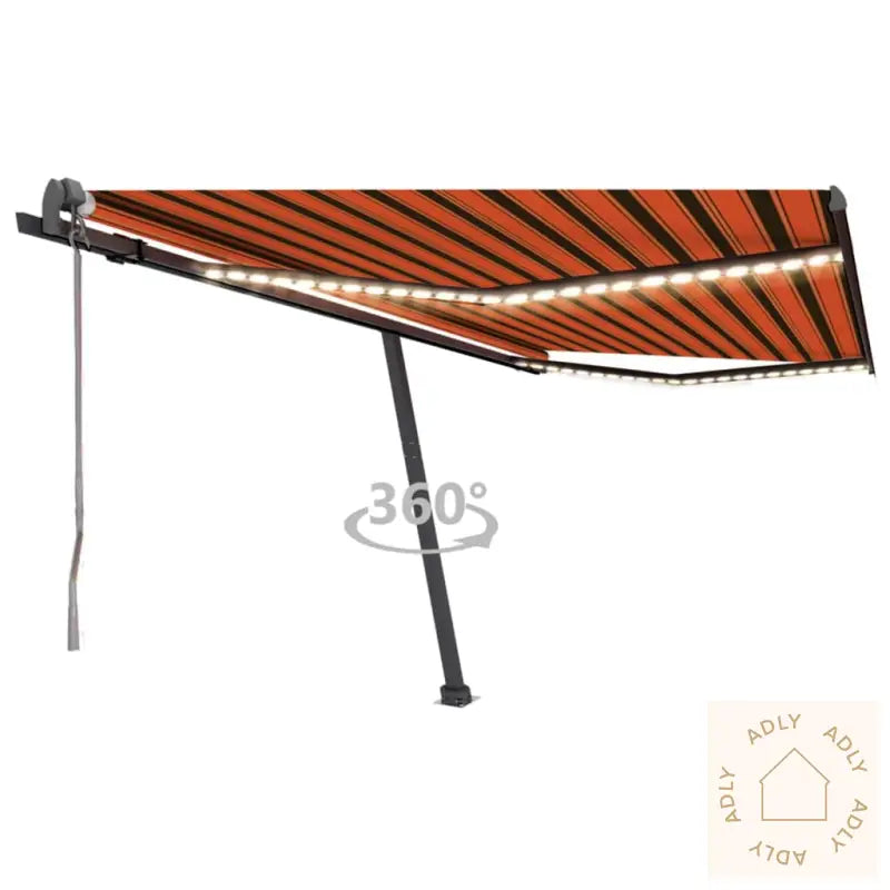 Automatisk Markise Med Vindsensor Og Led 400X300Cm Oransje/Brun