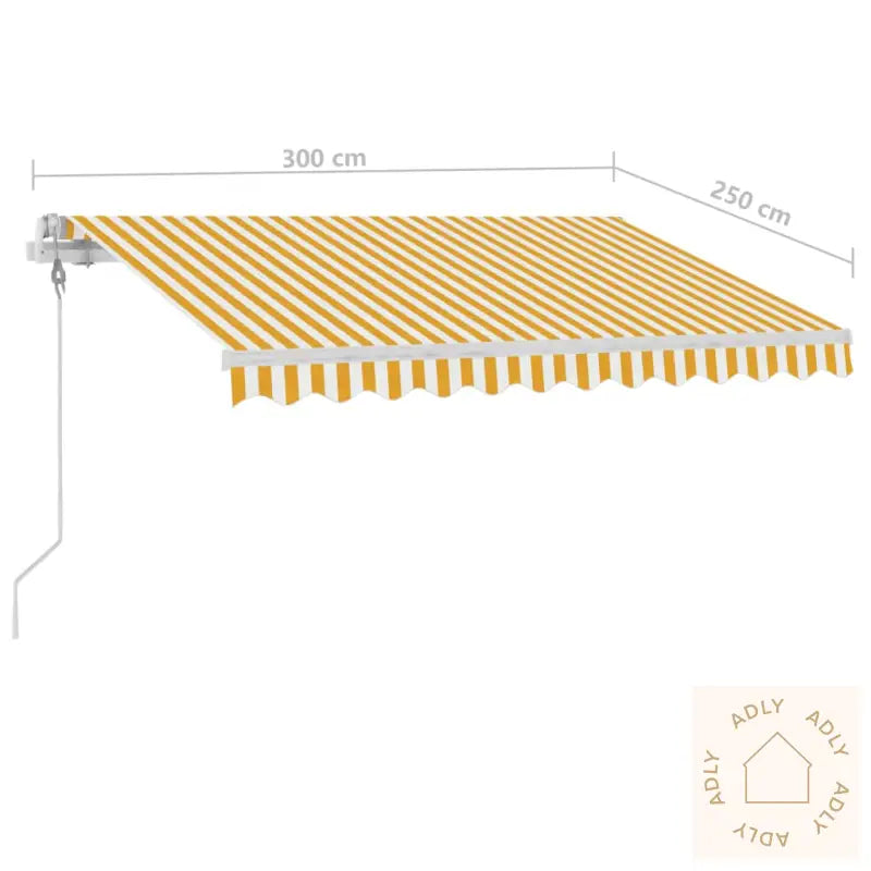 Frittstående Automatisk Markise 300X250 Cm Gul Og Hvit