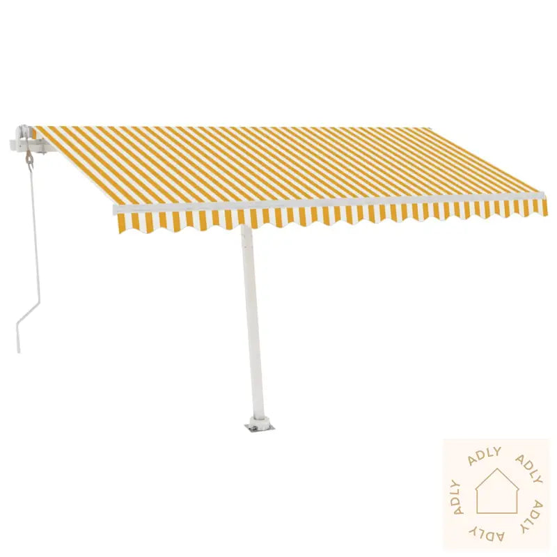 Frittstående Automatisk Markise 400X300Cm Gul Og Hvit