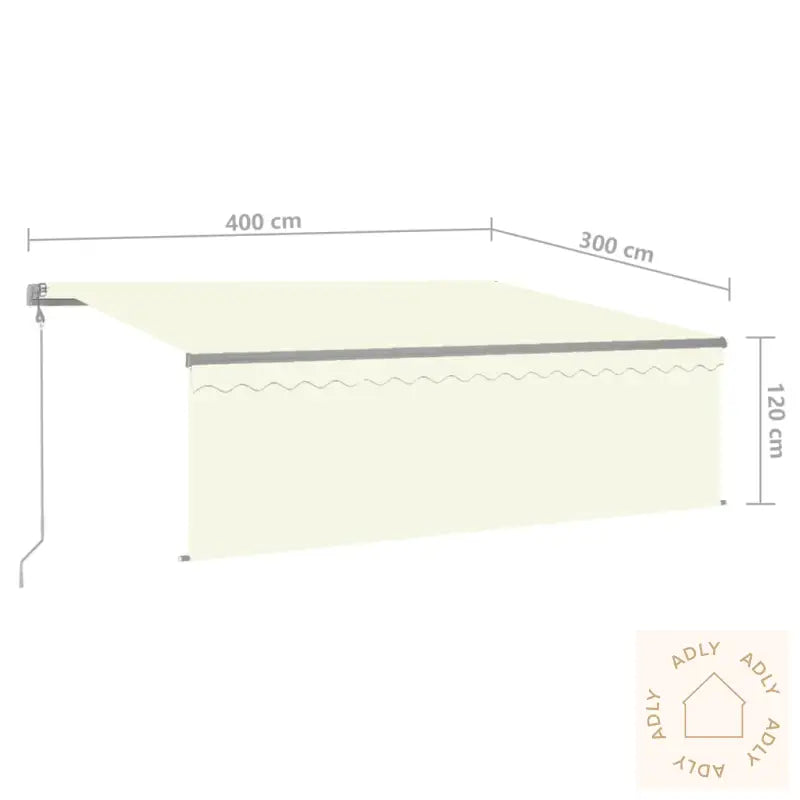 Automatisk Uttrekkbar Markise Med Rullegardin 4X3 M Kremhvit