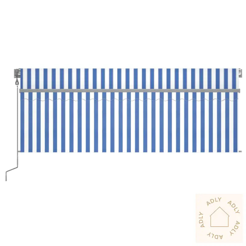Automatisk Uttrekkbar Markise Med Rullegardin 4X3 M Blå Og Hvit