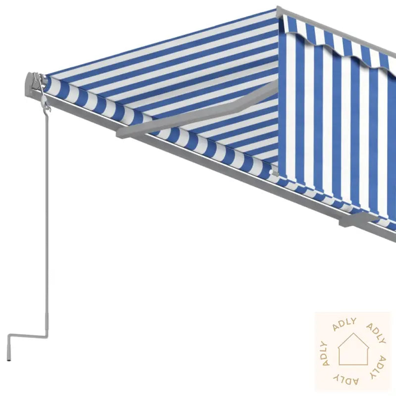 Automatisk Uttrekkbar Markise Med Rullegardin 4X3 M Blå Og Hvit