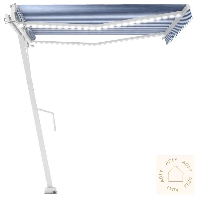 Automatisk Markise Med Vindsensor Og Led 400X350 Cm Blå Og Hvit