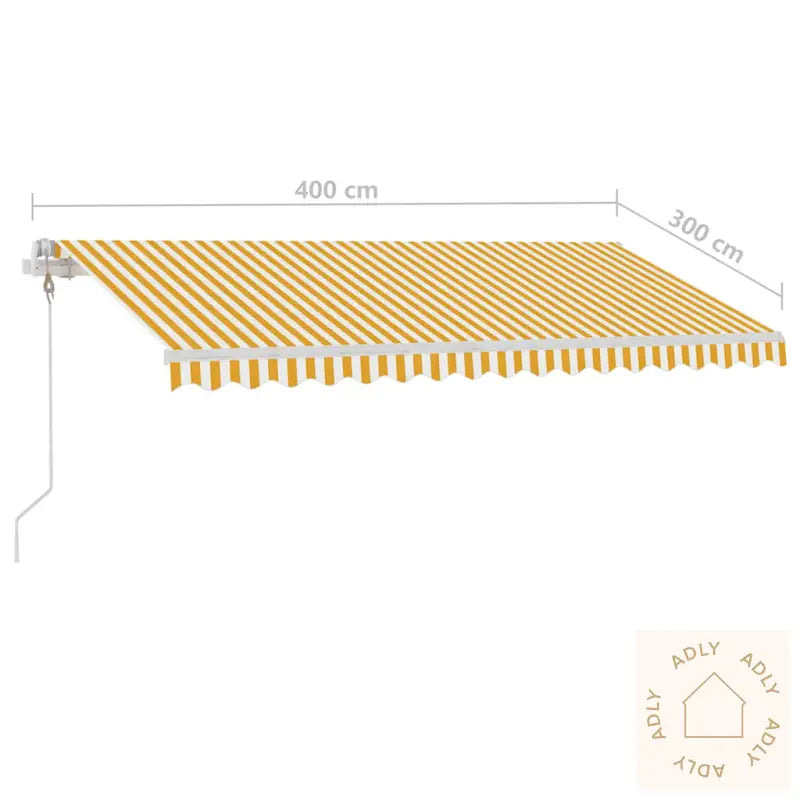 Frittstående Automatisk Markise 400X300Cm Gul Og Hvit