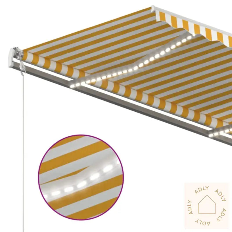 Automatisk Markise Med Vindsensor Og Led 450X300 Cm Gul/Hvit