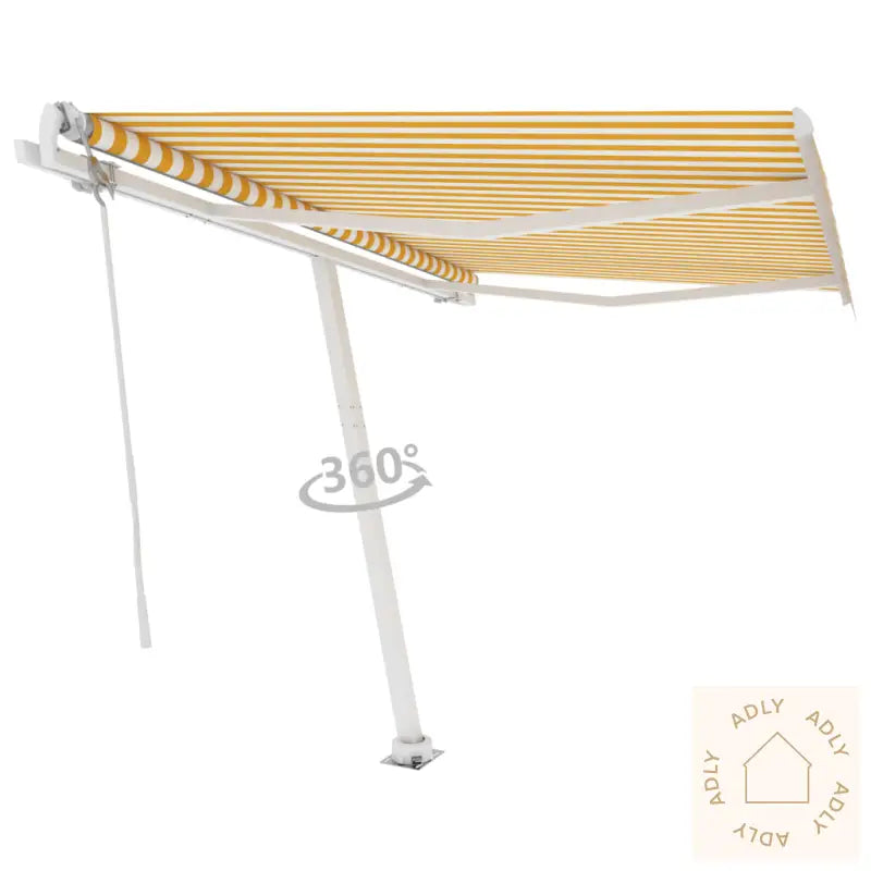 Frittstående Automatisk Markise 300X250 Cm Gul Og Hvit