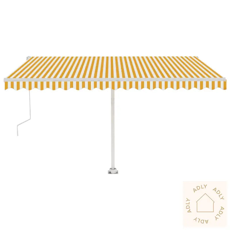 Frittstående Automatisk Markise 400X300Cm Gul Og Hvit